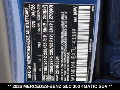 2026 Mercedes-Benz GLC 300 GLC 300 4MATIC® SUV