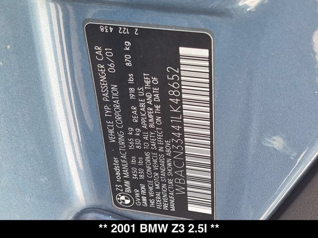 2001 BMW Z3 2.5i