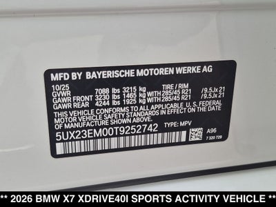 2026 BMW X7 xDrive40i
