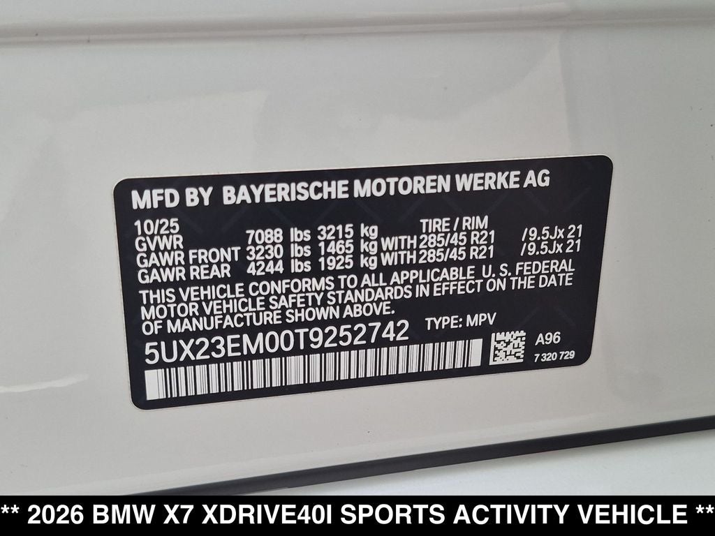 2026 BMW X7 xDrive40i