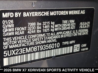 2026 BMW X7 xDrive40i
