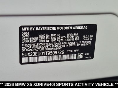 2026 BMW X5 xDrive40i