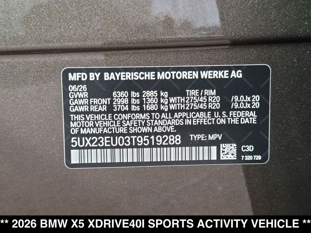 2026 BMW X5 xDrive40i