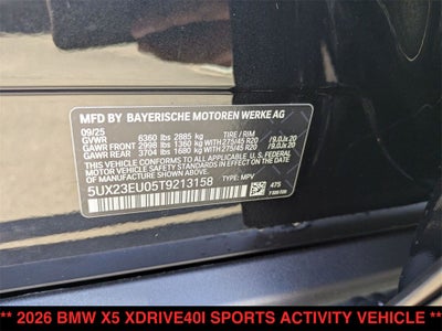 2026 BMW X5 xDrive40i