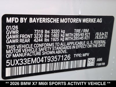 2026 BMW X7 M60i