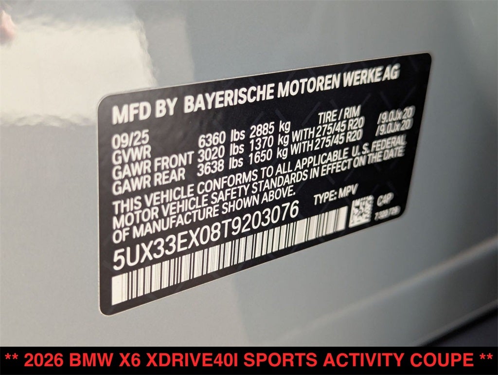 2026 BMW X6 xDrive40i