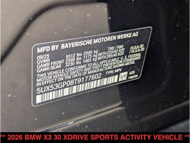 2026 BMW X3 30 xDrive