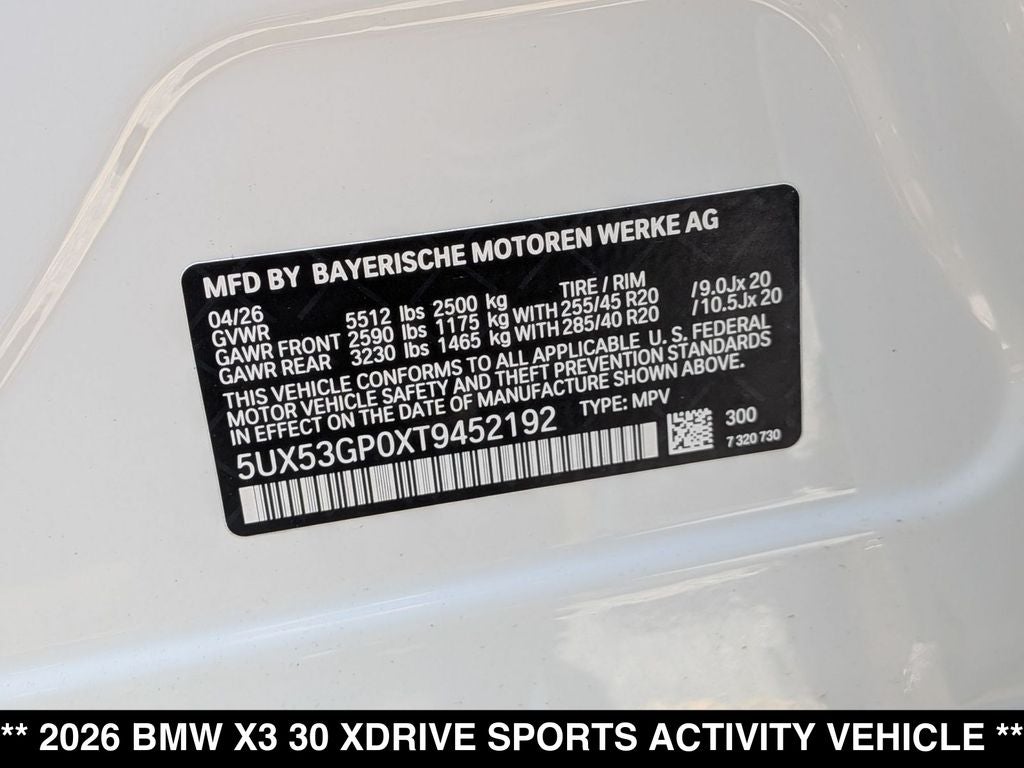 2026 BMW X3 30 xDrive