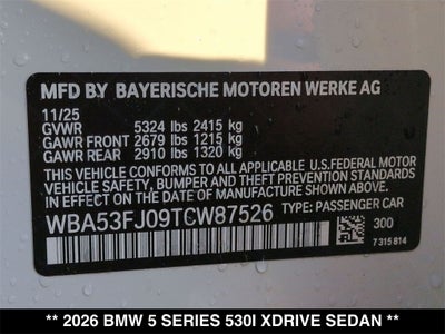 2026 BMW 530i 530i xDrive